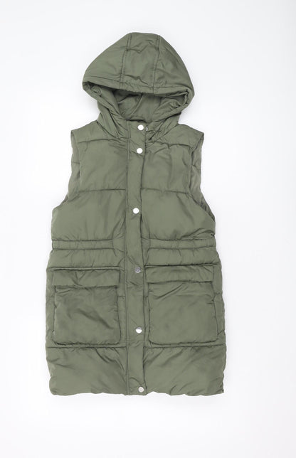 Next Girls Green Hooded Puffer Jacket, Size 8