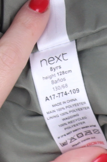Next Girls Green Hooded Puffer Jacket, Size 8