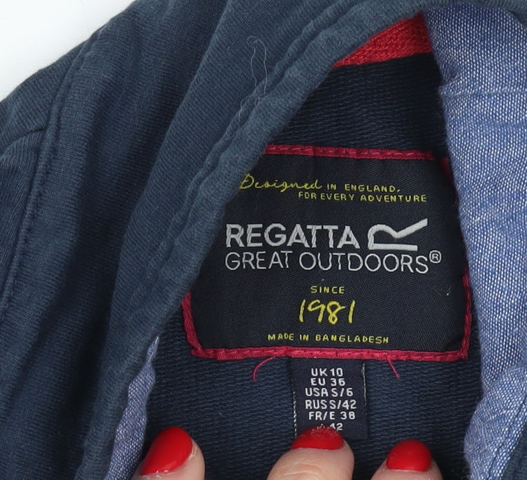 Regatta Women's Blue Striped Henley Sweatshirt Size 10