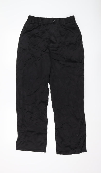 Womens UK Size S Zara Regular Fit Casual Black Trousers