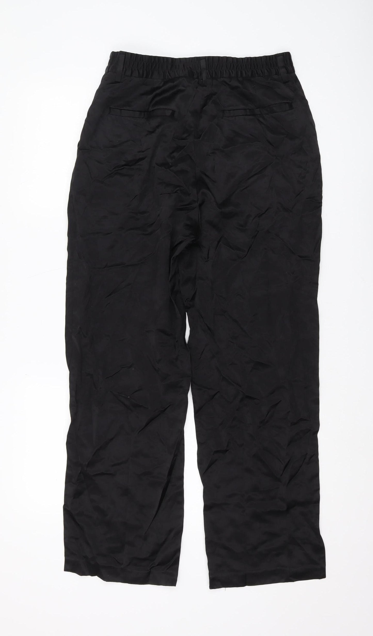 Womens UK Size S Zara Regular Fit Casual Black Trousers