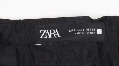 Womens UK Size S Zara Regular Fit Casual Black Trousers