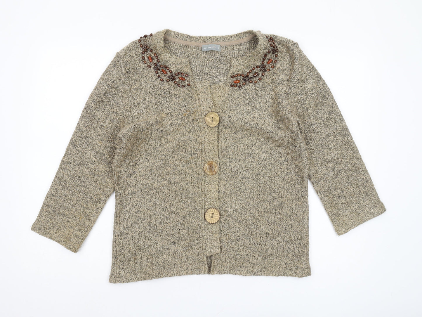 Womens UK Size L Marks and Spencer Beige Cardigan Jumper
