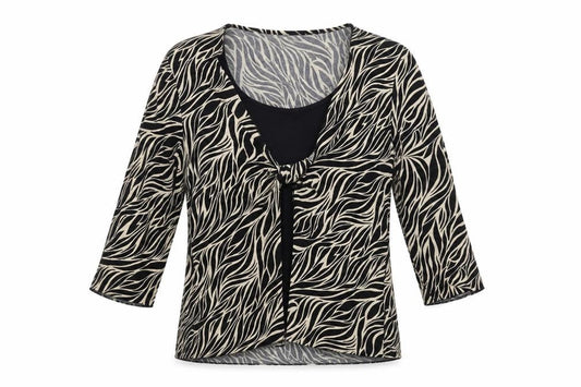 Front view of Principles Women's Black Animal Print Blouse -, size 14