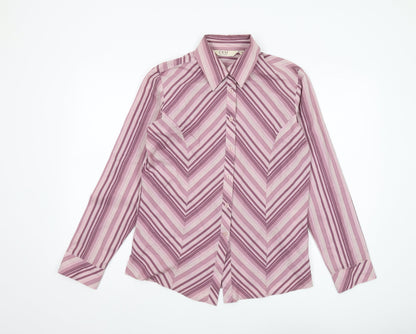 EWM Women's Pink Striped Button-Up Shirt Size 12