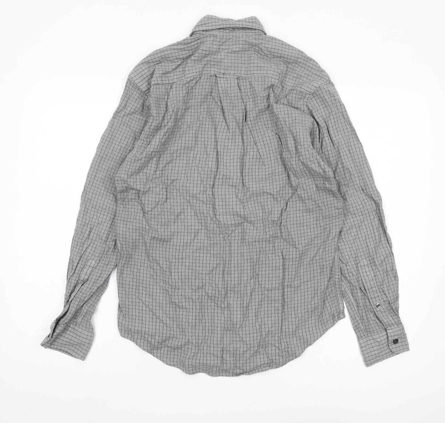 Nautica Men's Grey Check Long Sleeve Shirt S