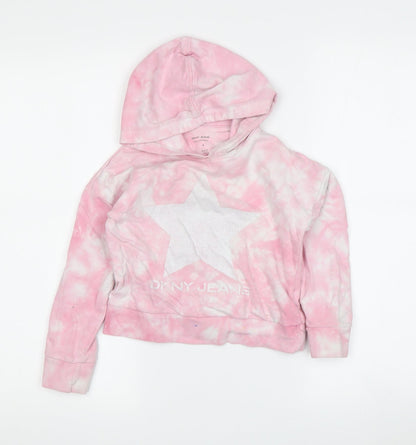 DKNY Girls Pink Star Tie-Dye Hoodie, 4 Years, Casual Pullover