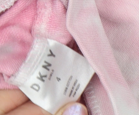 DKNY Girls Pink Star Tie-Dye Hoodie, 4 Years, Casual Pullover