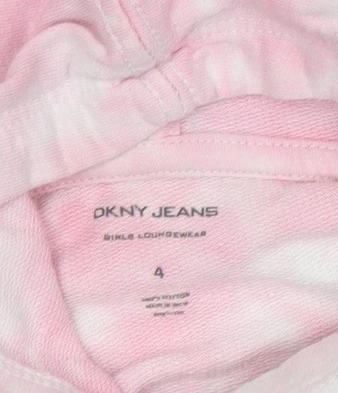 DKNY Girls Pink Star Tie-Dye Hoodie, 4 Years, Casual Pullover