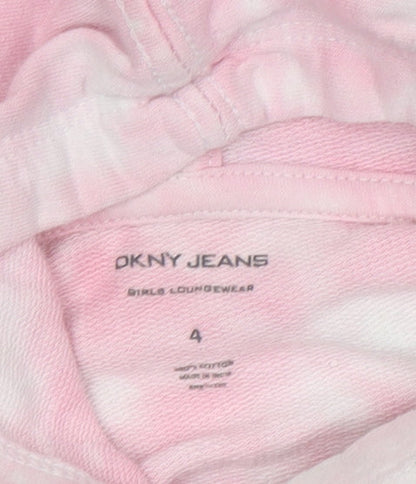 DKNY Girls Pink Star Tie-Dye Hoodie, 4 Years, Casual Pullover