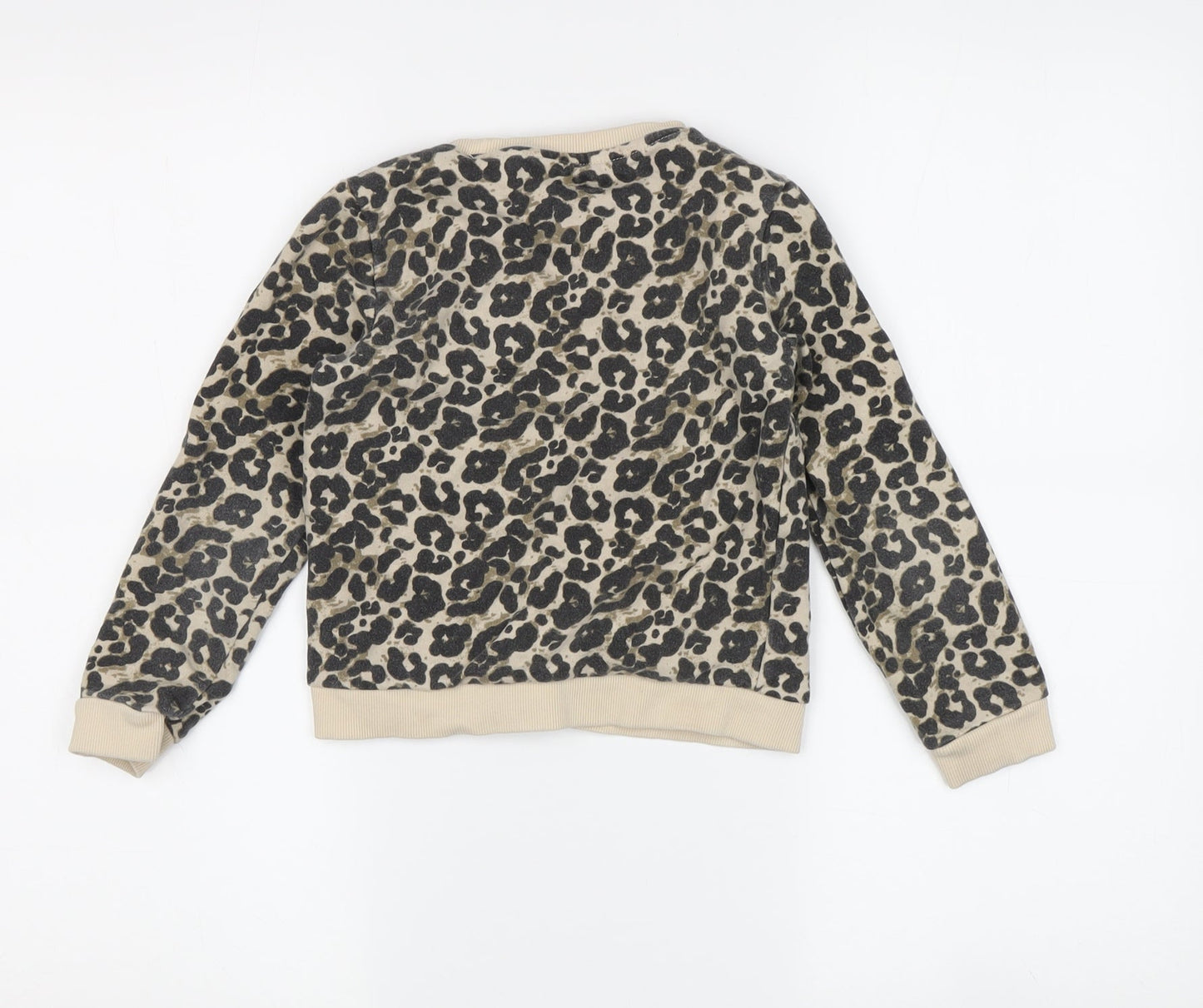 Guess Girls Beige Animal Print Pullover Sweatshirt 5-6Y
