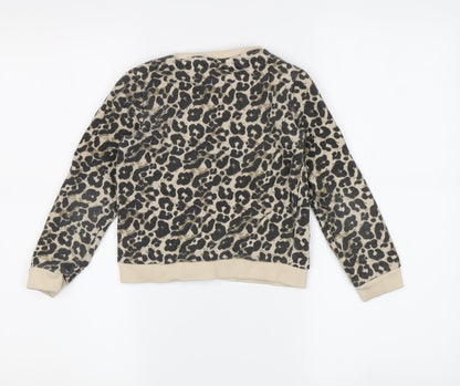Guess Girls Beige Animal Print Pullover Sweatshirt 5-6Y