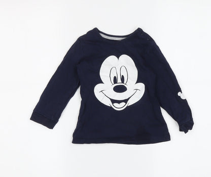 Boys Mickey Mouse Navy Long Sleeve T-Shirt, 3-4 Years, Disney