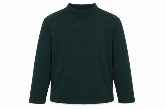 Front view of Lands' End unisex green sweatshirt, mock neck, size S