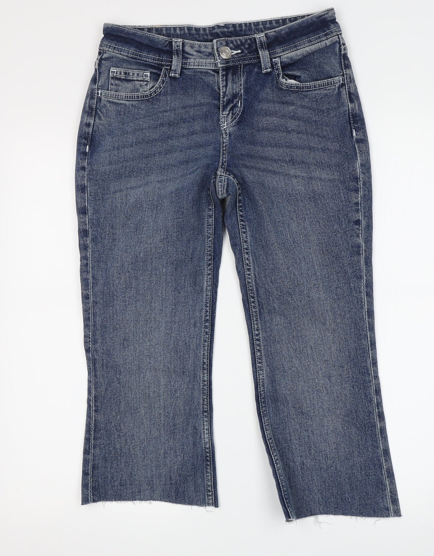 Womens UK Size 6 H&M Regular Fit Cropped Blue Jeans