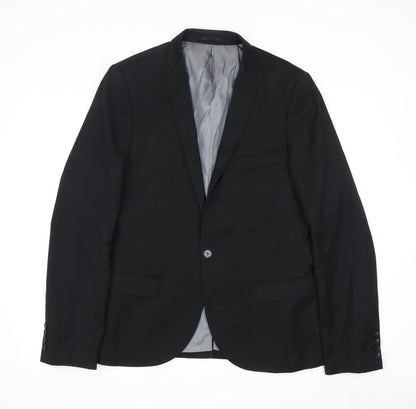 Mens UK Size 40 Topman Regular Black Suit Jacket