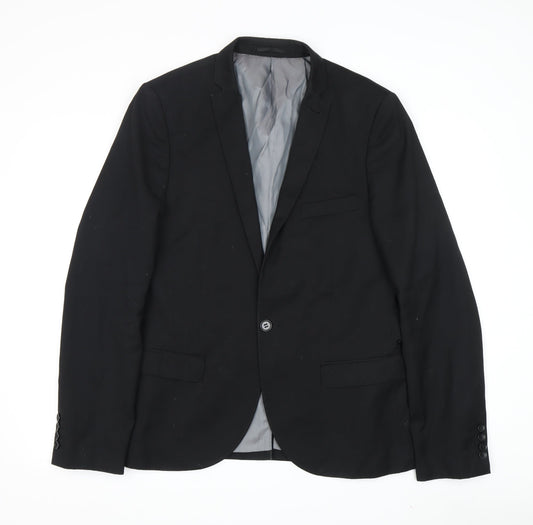 Mens UK Size 40 Topman Regular Black Suit Jacket