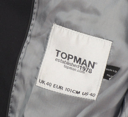 Mens UK Size 40 Topman Regular Black Suit Jacket