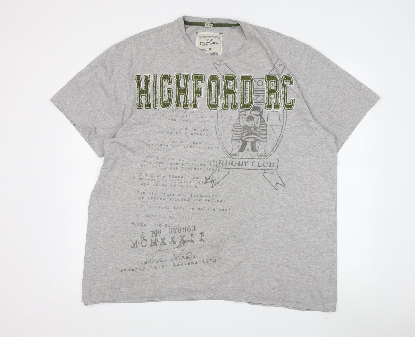 Next Men's Grey Graphic T-Shirt, 2XL, Sporty Style