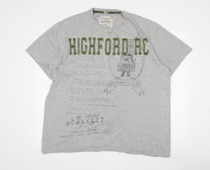 Next Men's Grey Graphic T-Shirt, 2XL, Sporty Style