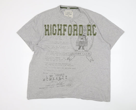 Next Men's Grey Graphic T-Shirt, 2XL, Sporty Style