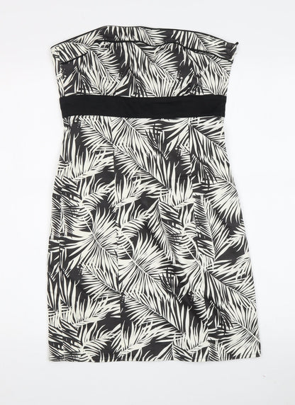H&M Women’s Black Floral Strapless Dress Size 8