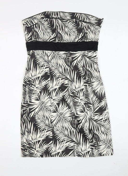 H&M Women’s Black Floral Strapless Dress Size 8