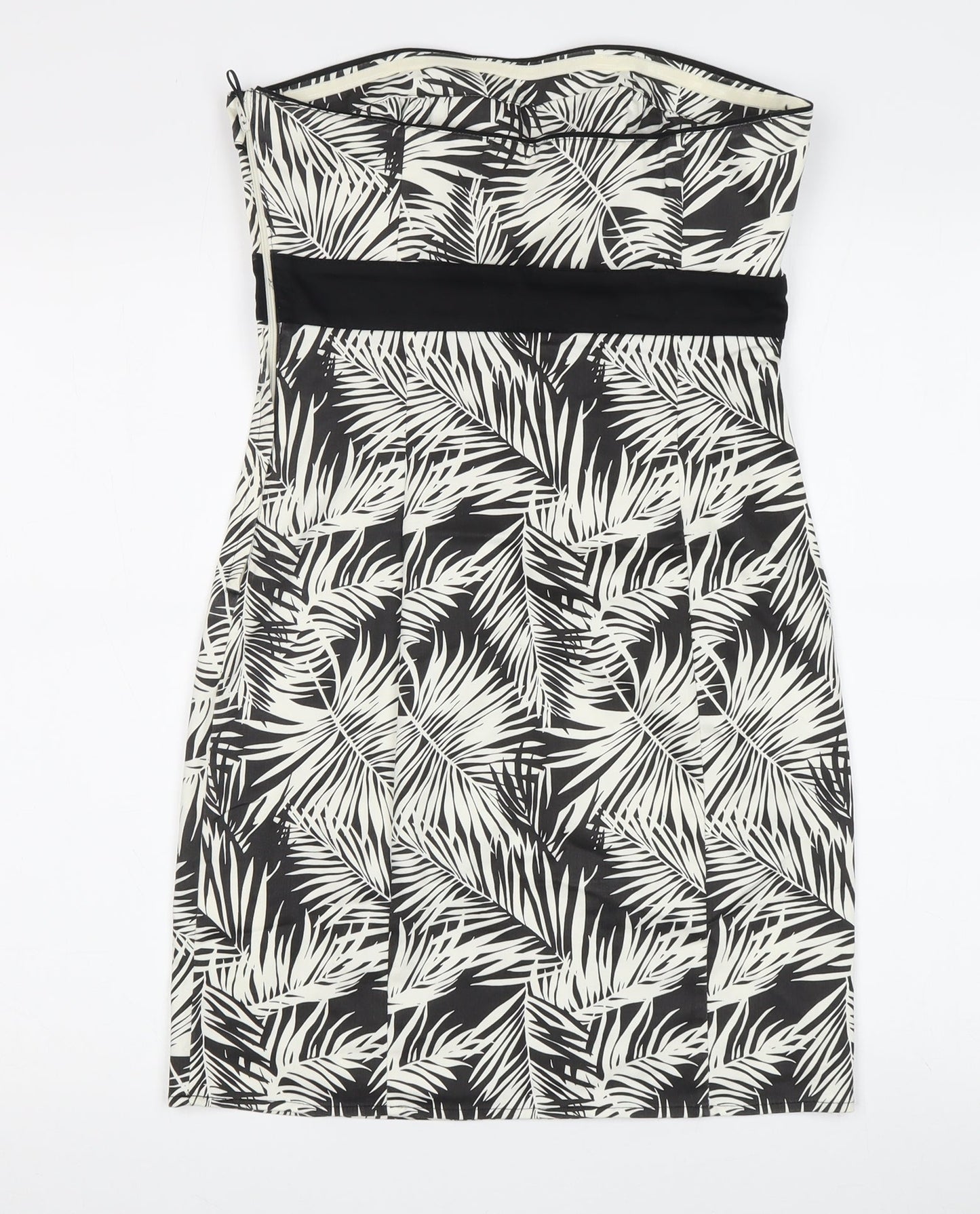 H&M Women’s Black Floral Strapless Dress Size 8