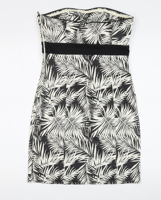 H&M Women’s Black Floral Strapless Dress Size 8