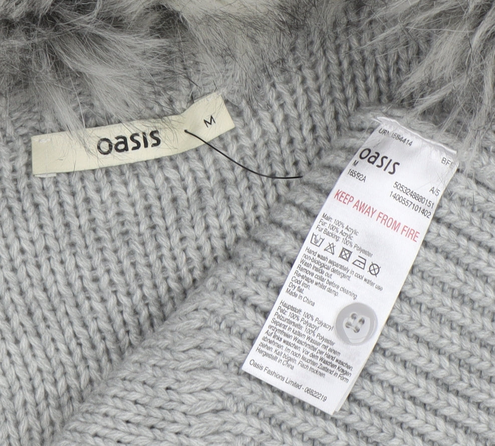 Womens UK Size M Oasis Grey Cardigan Jumper