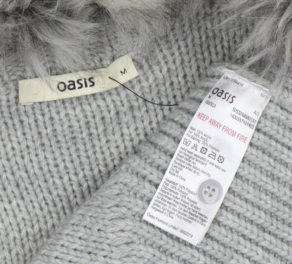 Womens UK Size M Oasis Grey Cardigan Jumper