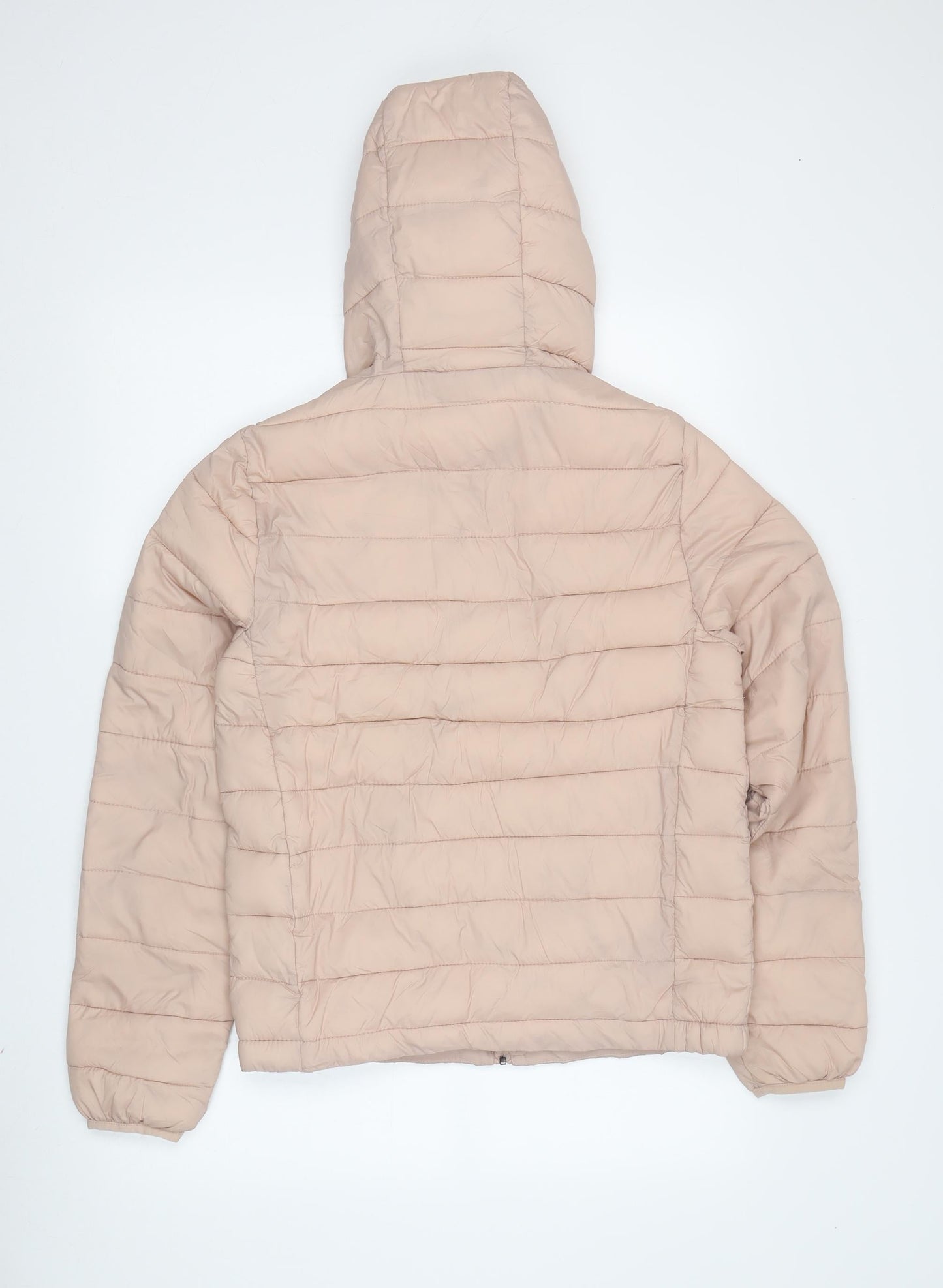 Pull&Bear Women's Beige Puffer Jacket S - Hooded, Winter