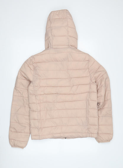 Pull&Bear Women's Beige Puffer Jacket S - Hooded, Winter