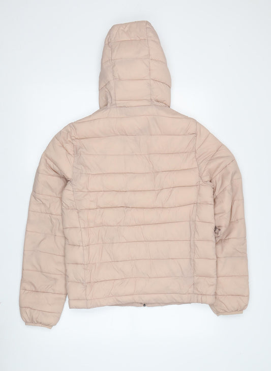 Pull&Bear Women's Beige Puffer Jacket S - Hooded, Winter