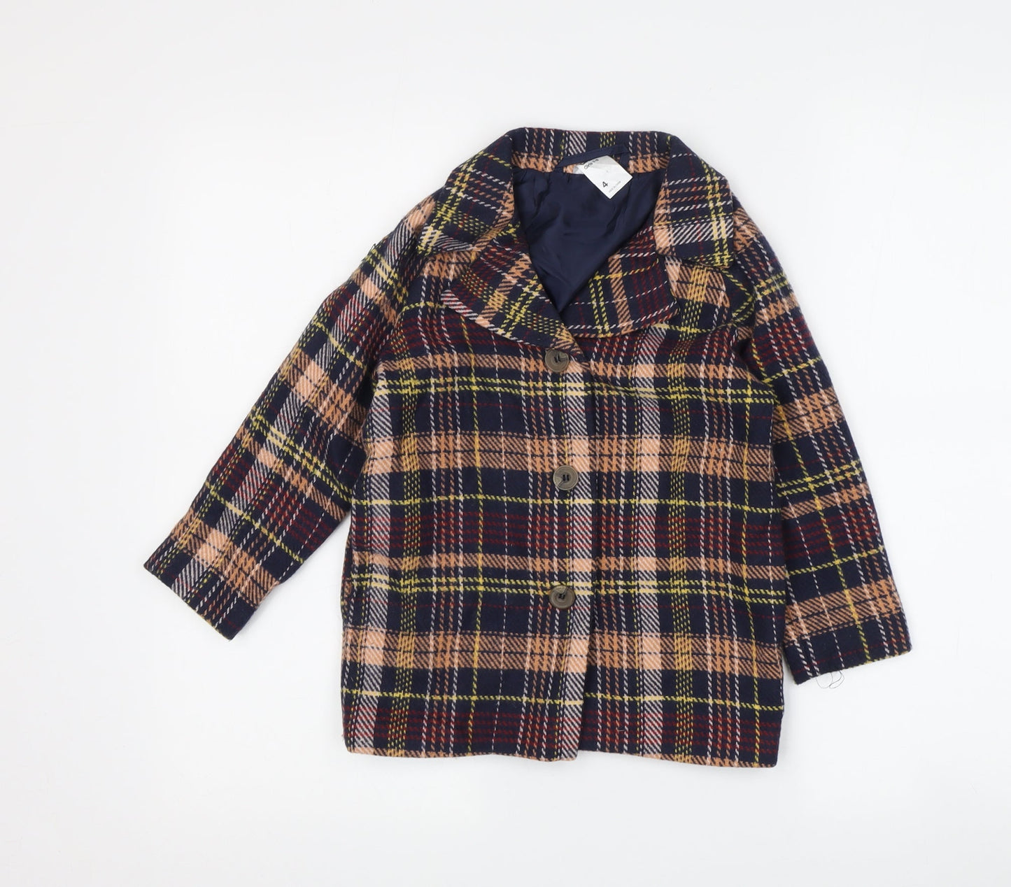 Anko Boys Multicoloured Pea Coat - Size 4 Years, Plaid, Lined