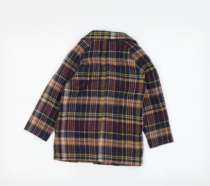 Anko Boys Multicoloured Pea Coat - Size 4 Years, Plaid, Lined