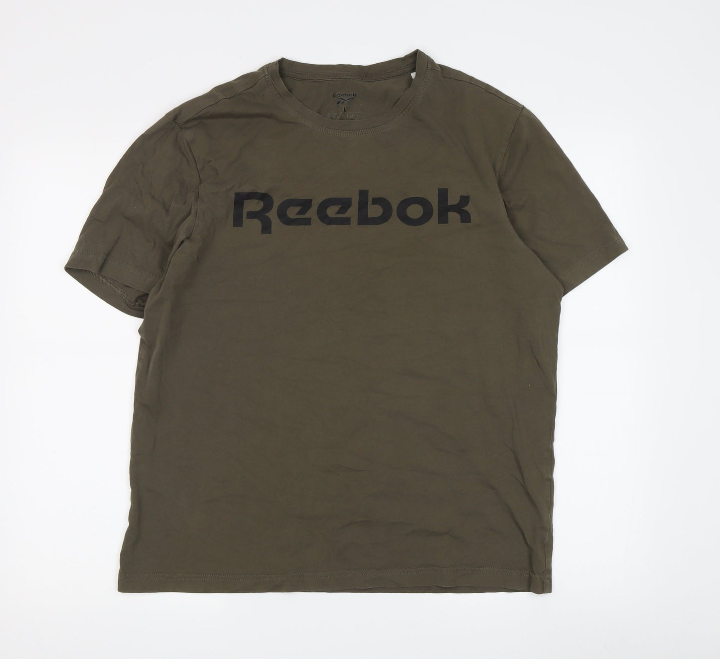 Reebok Men's Green Logo T-Shirt L Crew Neck