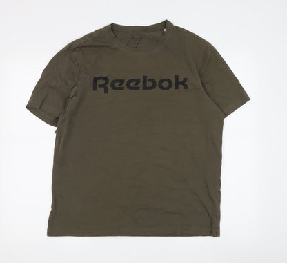 Reebok Men's Green Logo T-Shirt L Crew Neck