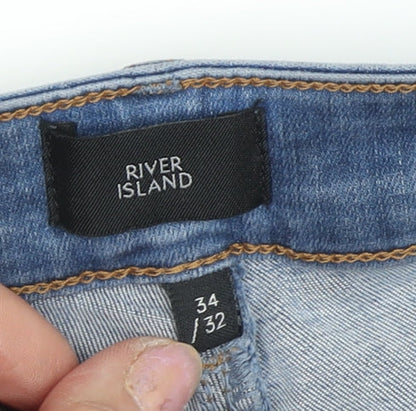 Mens UK Size 34 River Island Slim Fit Skinny Blue Jeans