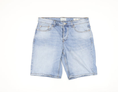Only & Sons Men's Blue Slim Fit Bermuda Denim Shorts