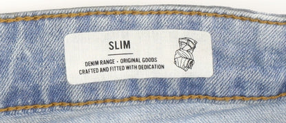 Only & Sons Men's Blue Slim Fit Bermuda Denim Shorts