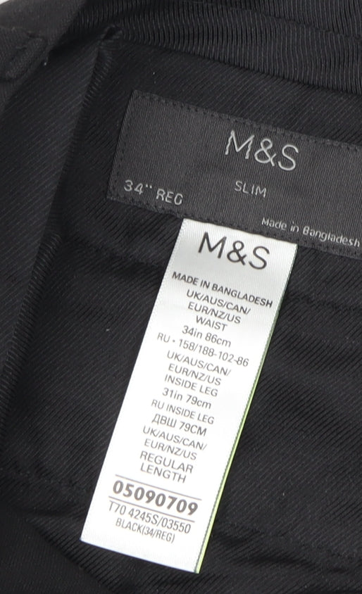 Marks and Spencer Men's Black Slim Dress Trousers