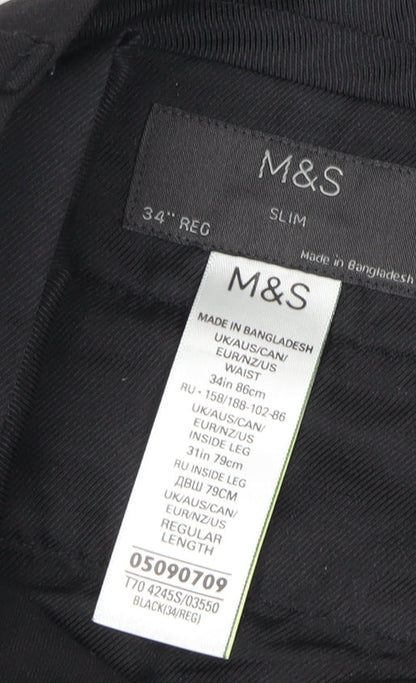 Marks and Spencer Men's Black Slim Dress Trousers