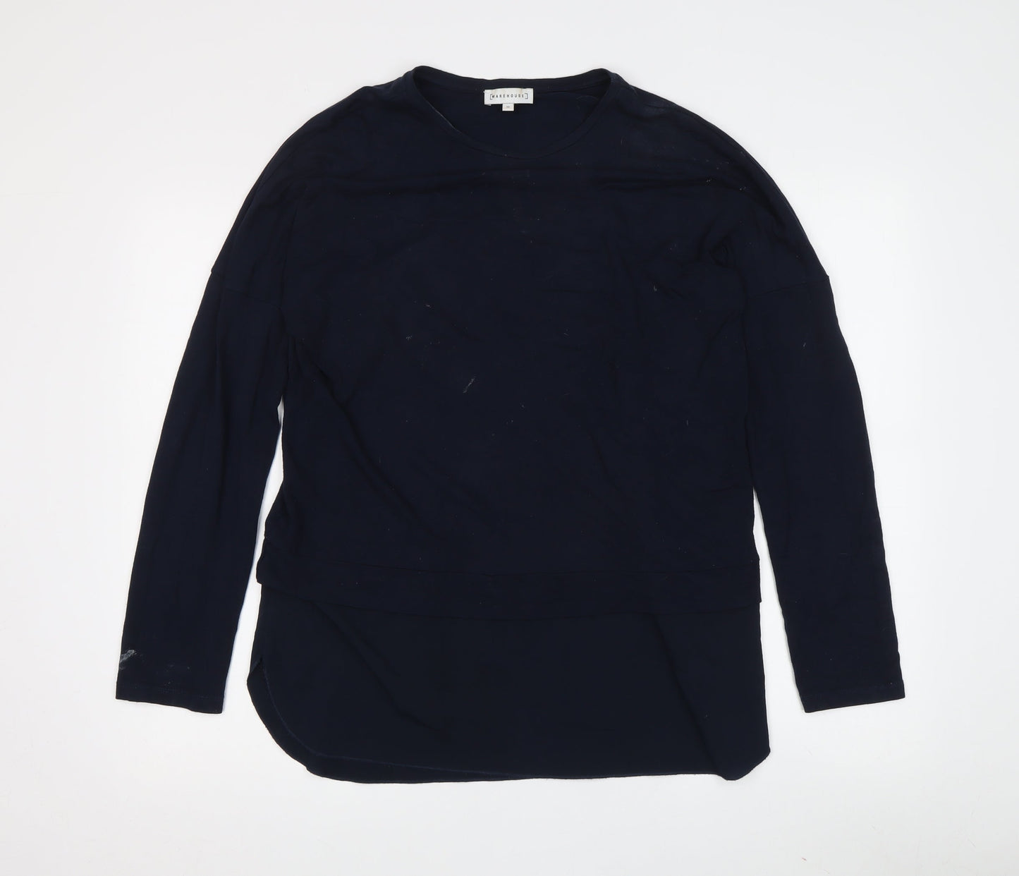 Womens UK Size 12 Warehouse Black Basic T-Shirt