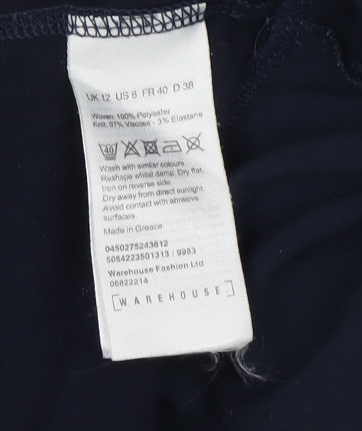 Womens UK Size 12 Warehouse Black Basic T-Shirt