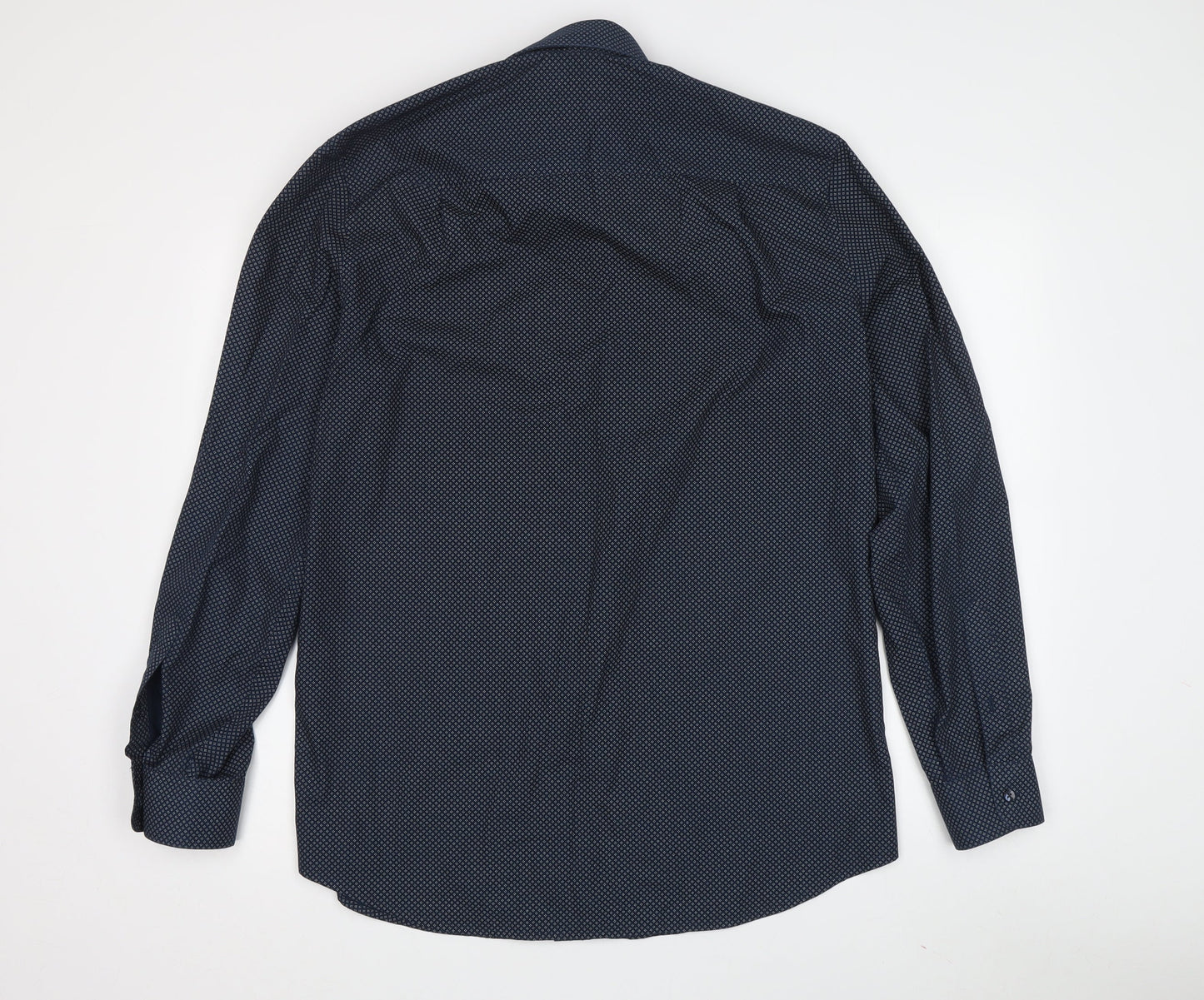 Next Men's Blue Regular Fit Geometric Shirt Size 15.5