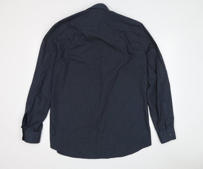 Next Men's Blue Regular Fit Geometric Shirt Size 15.5