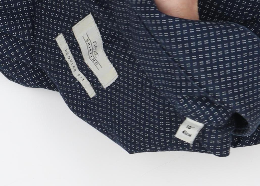 Next Men's Blue Regular Fit Geometric Shirt Size 15.5