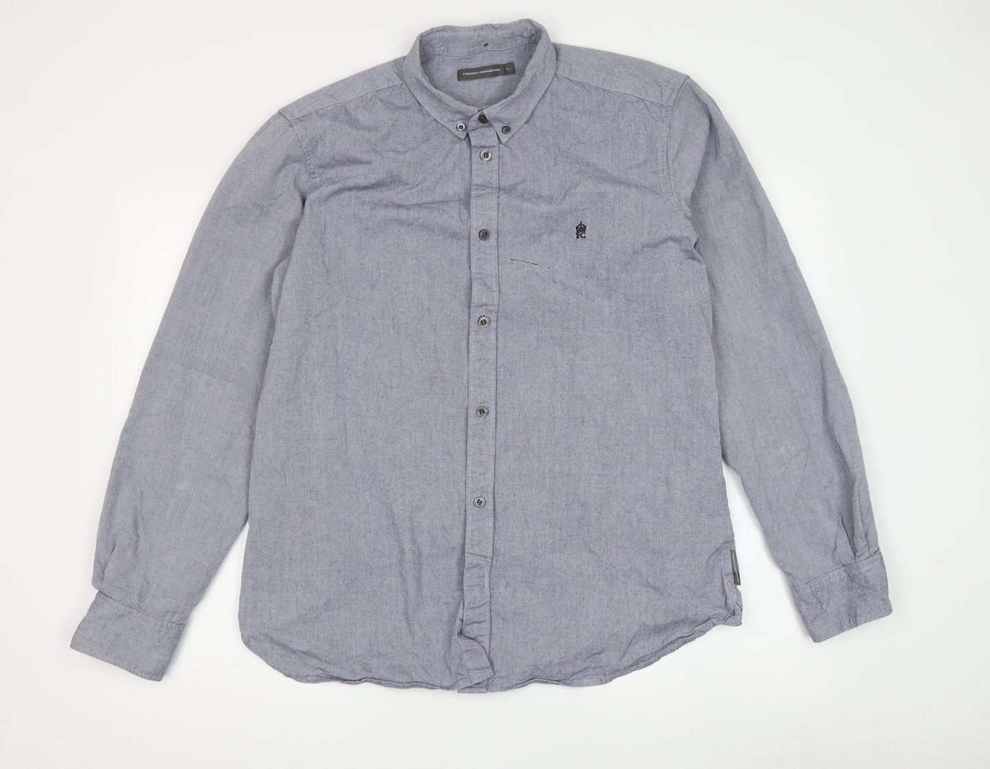 French Connection Men's Grey Long Sleeve Button-Up Shirt