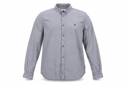 Front view of French Connection Men's Grey Long Sleeve Button-Up Shirt